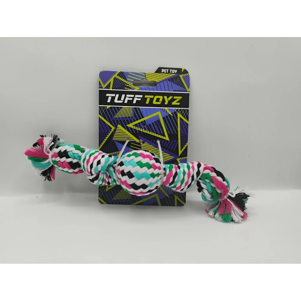 Tuff Toyz Rope Toy Dog Small Multicolor New Braided Knotted Ball Pet Toy